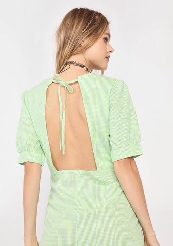 Lime Easy As Pie Gingham Midi Dress