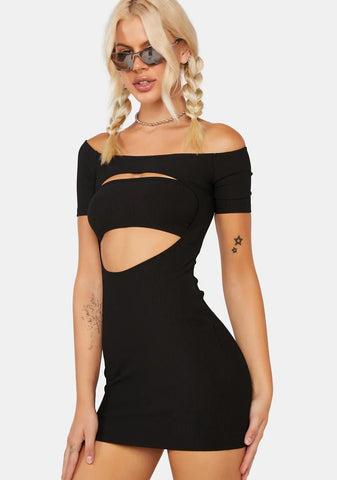 Ribbed Cut-Out Mini Dress