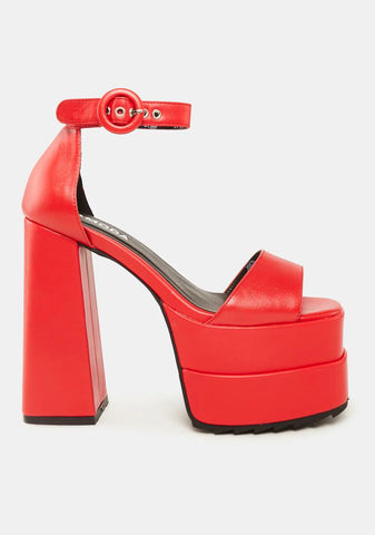 Red Just Coz Platform Sandals
