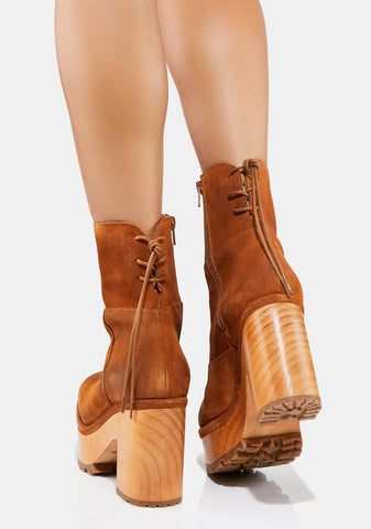 Warm Cognac Kenna Platform Clogs