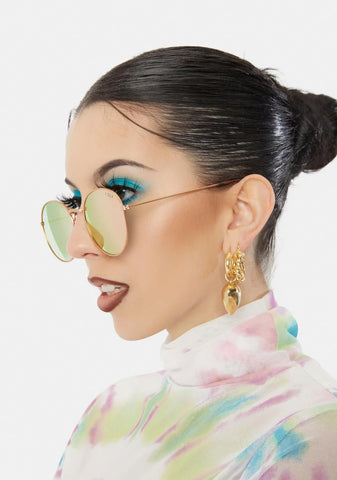 Rose Gold London Round Polarized Sunglasses