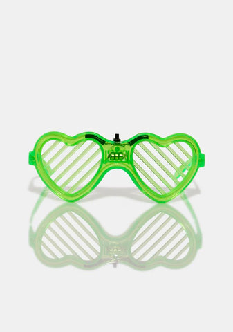 Neon Party Rockers Light Up Heart Glasses
