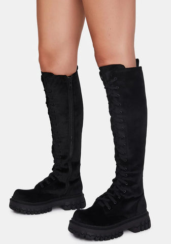 What You Get Velvet Combat Boots
