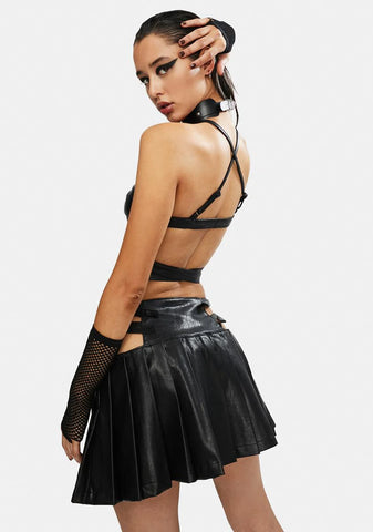 Night Craze Vegan Leather Bra Top