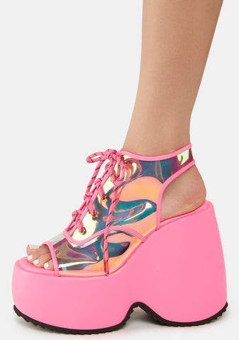 Pink Saphira Platform Wedges