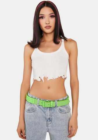 Lime High Score Studded Belt