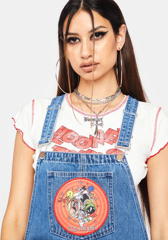 That's All Folks Embroidered Overalls