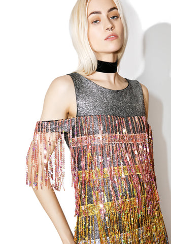 Sequin Fringe Mini Dress