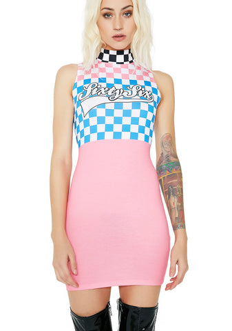 High Neck Sleeveless Mini Dress