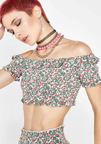 Romantic Love Smocked Crop Top