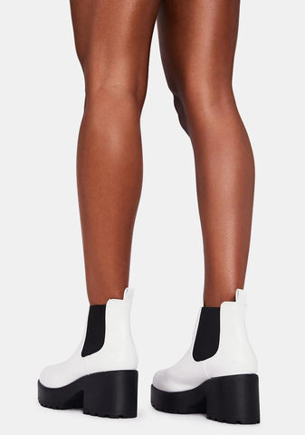 White Kai Chunky Chelsea Boots