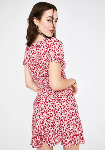 Red Butterfly Gaelle Mini Skirt