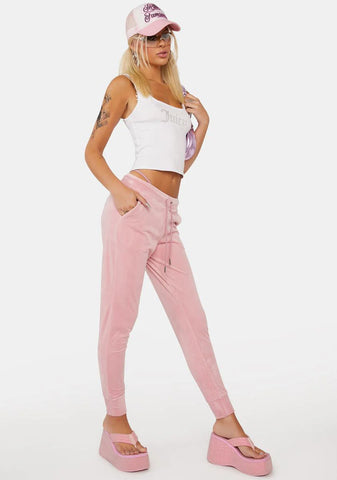 Rose Big Bling Velour Joggers