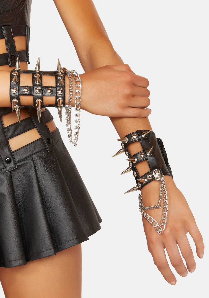 Fashionably Late Spiked Cuffs Set