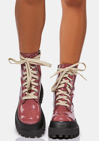 Stay Inspired Patent Combat Boots