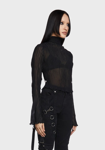 Stand Collar Straight Flared Sleeves Shirt