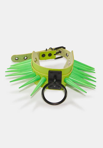 Green Powerpunk Spiked Collar