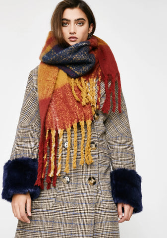 Rust Ivy League Plaid Scarf