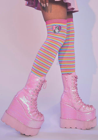 Magical World Striped Thigh Highs