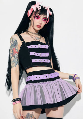 Str8 To Hell Buckle Mini Skirt
