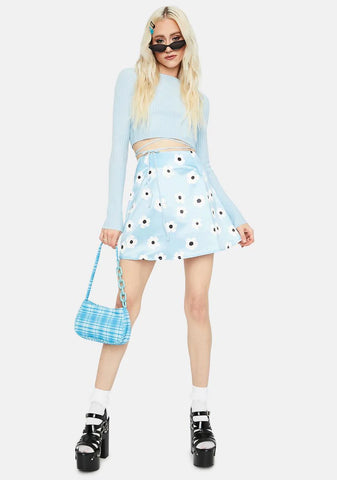 Aqua Spring Bliss Floral Print Mini Skirt
