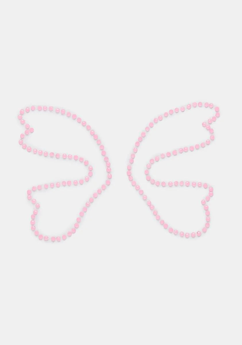 Pink Butterfly Rhinestone Face Gems
