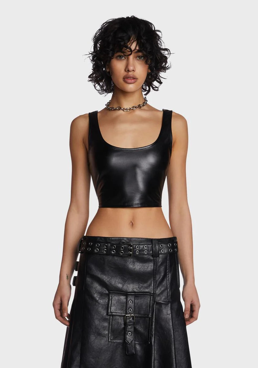 Back To Life Vegan Leather Tank Top
