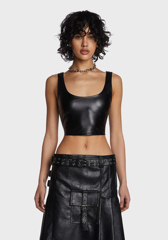 Back To Life Vegan Leather Tank Top