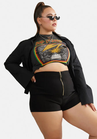 Honey No Worries Zip Up Hot Shorts