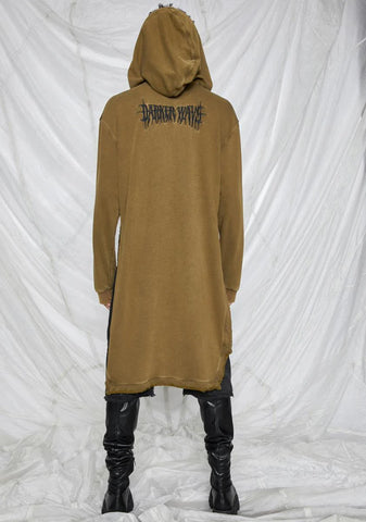 Synth Unisex Washed Olive Long Zip-Up Hoodie