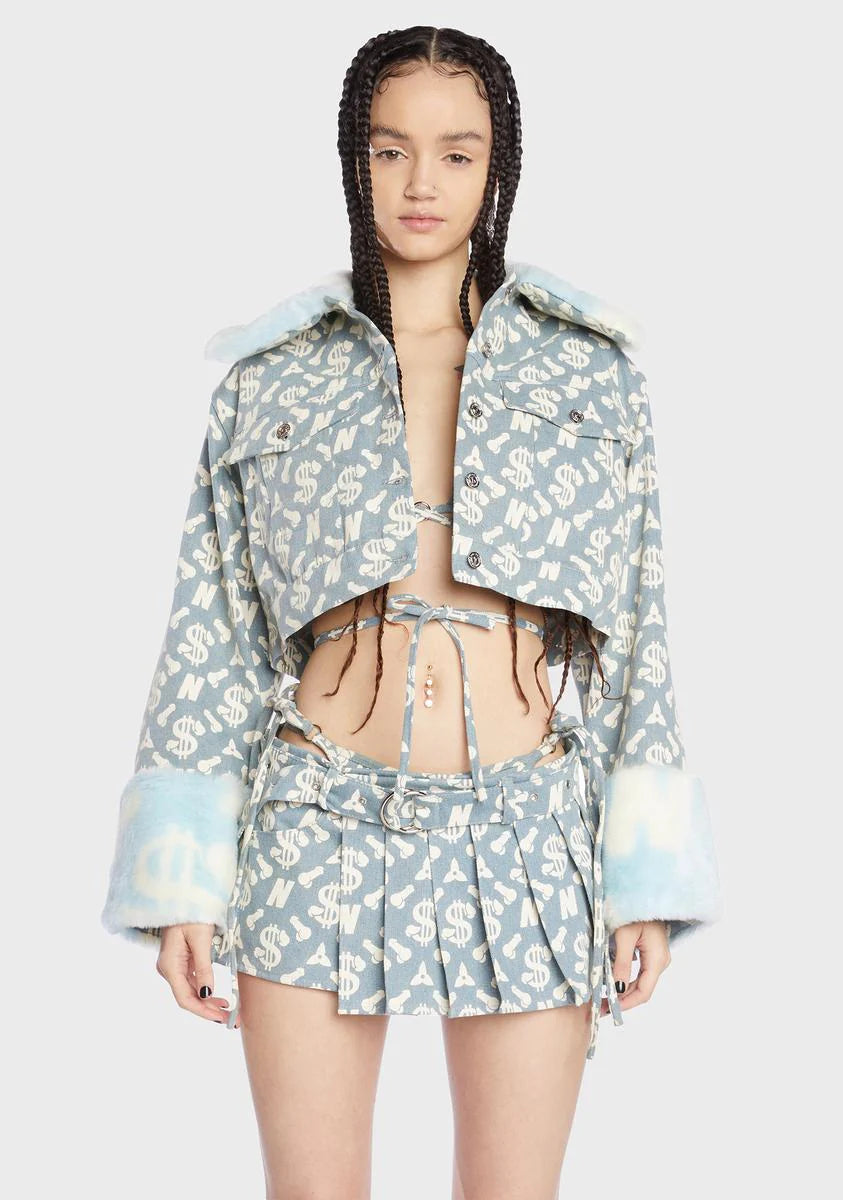 Monogram Denim Crop Jacket