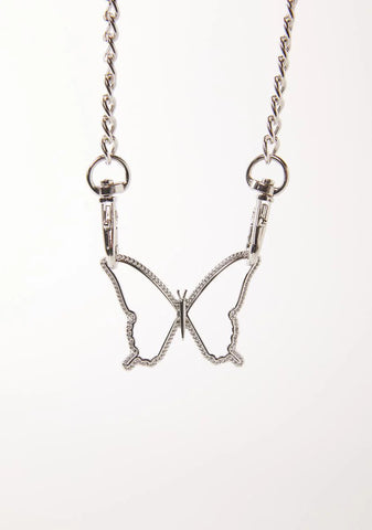 Into The Forest Butterfly Double Clip Chain Necklace
