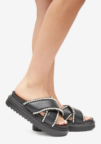 Black Artistic Slide Sandals