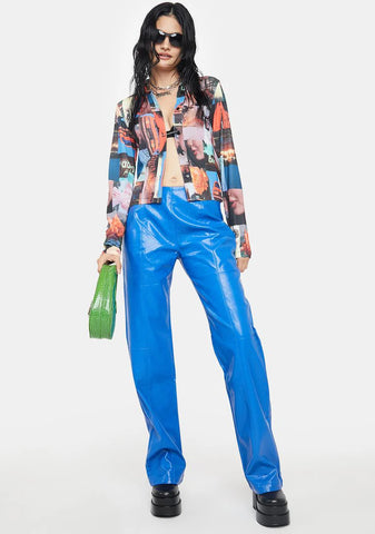 Blue Bran Vegan Leather Pants