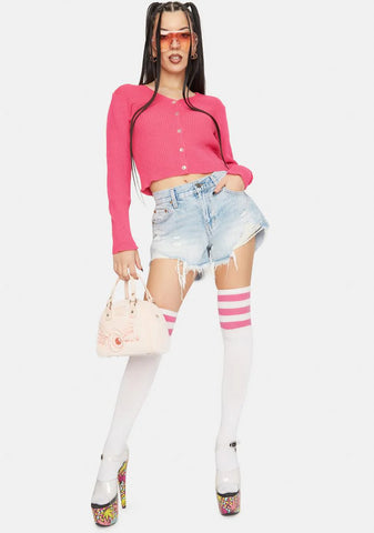 Nelson Light Wash Gigi Distressed Shorts