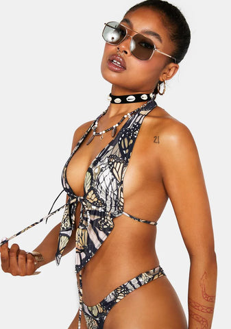 Abstract Butterfly Gata Bikini Top