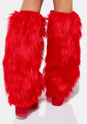 Red Fuzzy Leg Warmers