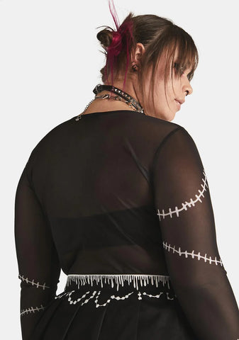 Plus Broken Bonez Mesh Top