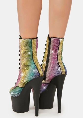 Rainbow Rhinestone Adore-1020 Stiletto Boots