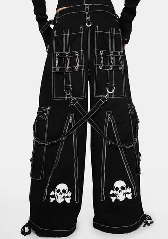 Back Up Wide Leg Skull Pants