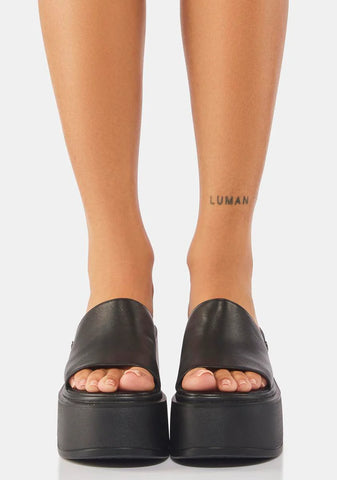 Abandon Black Leather Sandals