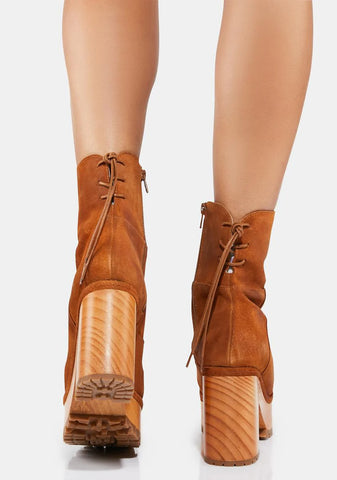 Warm Cognac Kenna Platform Clogs