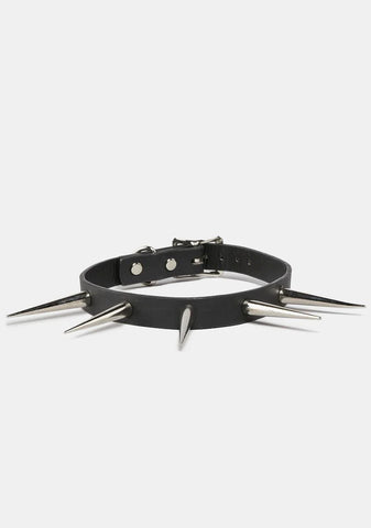 Extra Tall Silver Spiked Choker