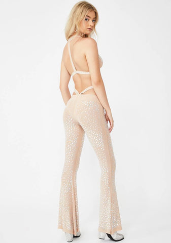 Nude Stardust Showdown Strappy Flares