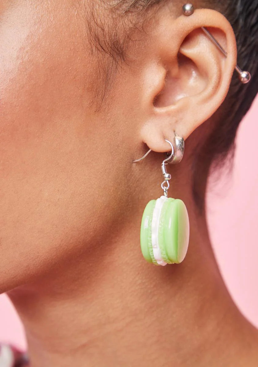 Pistachio Take A Bite Macaron Earrings