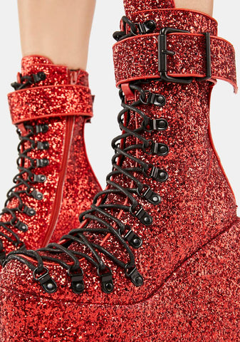 Red Glitter Traitor Boots