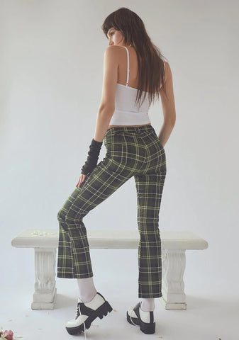 Olive Not So Innocent Plaid Pants
