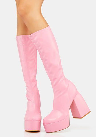 Bubblegum Raised By Retro Knee High Boots