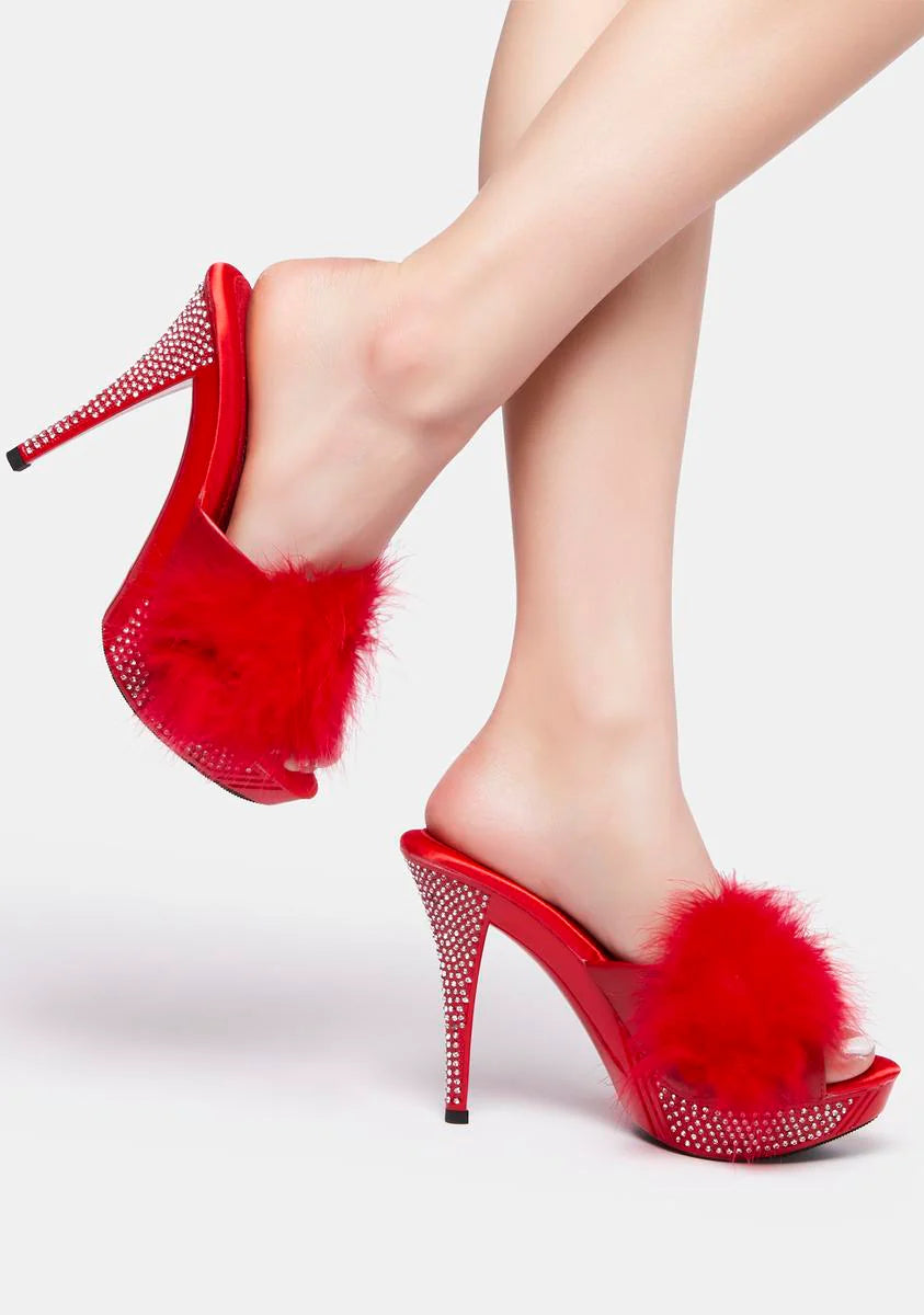 Red Elegant-401f Marabou Heels