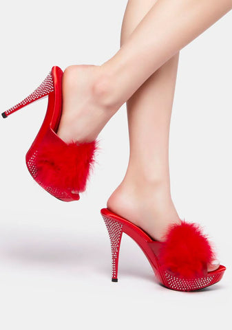 Red Elegant-401f Marabou Heels